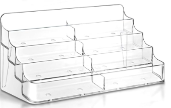 Jutom 1 Pcs 8 Pocket Acrylic Business Card Holder 7.68 x 3.43 x 3.82 Inch Multi Business Card Holder Display Clear Stand Card Organizer for Desk Literature Flyer Pamphlet