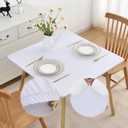 Outdoor Tablecloth White Small Square Elastic 38x38 Inch Stretch Card Table Cover with Spandex Fabric Wrinkle Free Fitted Table Cloth Non Slip Washable for Kitchen Dining Patio Party