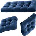 Wicker Chair Cushions Outdoor Loveseat Cushions Patio Swing Porch Indoor Lawn (44"X19"/19"X19", Navy)