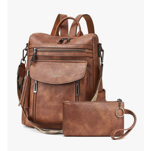 Shrrie Backpack Purse for Women Fashion Leather Backpack Purse Designer Travel Backpack Convertible Shoulder Bag with Wristlet