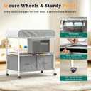 Baby Changing Table, Portable Diaper Changing Station, Changing Table with Wheels, Waterproof Changing Pad, Removable Storage Baskets & Safety Belt, Mobile Nursery Organizer for Newborns