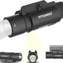 1750 Lumen Tactical Flashlight with Bottom Moonlight lamp, Rechargeable Pistol Light with Strobe/Momentary Compatible with Picatinny Rail (White LED Light)