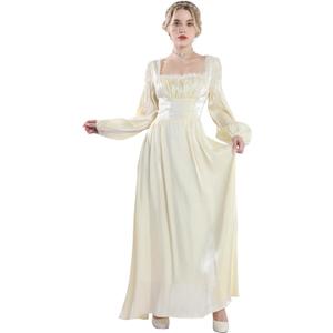 CR ROLECOS Womens Victorian Dress Long Sleeve Regency Ball Gown Costume (Small, Light Yellow)