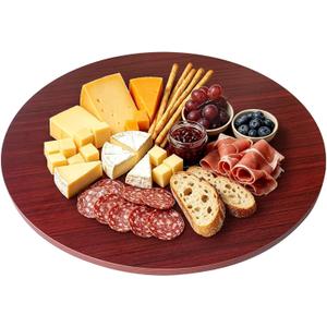 23.6 Inch Walnut Wood Lazy Susan for Tabletop, Large Lazy Susan, Round Rotating Serving Tray, Wooden Turntable Dining Table Centerpiece, Spinning Food Server for Home and Gatherings (Walnut)
