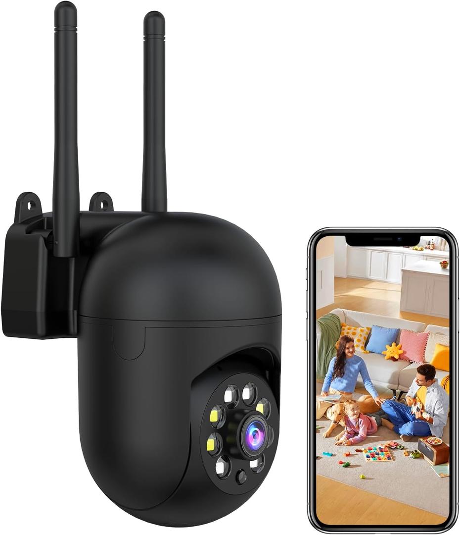 JAIOTlink 2K Security Camera Wired, 2.4/5GHz Home WiFi Camera, 360 PTZ Baby Monitor with Color Night Vision, Motion Detection, 2-Way Audio, Compatible with Alexa