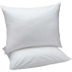 Amazon Basics Down Alternative Bed Pillows and Pillow Protector Case Set, Medium Density, Standard Size 26" x 20", Hypoallergenic, Microfiber, Washable, White, 2-Pack