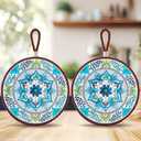 Trivets for Hot Pots and Pans, Ceramic Trivets Vintage Floral Heat Resistant Mats, Insulated Dish Pads for Dining Room Table Kitchen Decor, Round 6.7 Inch Set of 2