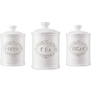 Relief Vine Ceramic Canisters Sets For The Kitchen For Countertop Set of 3 Airtight Coffee Canisters For Ground Coffee Sugar Container Storage Jars With Lids Farmhouse Decor Tea caddies
