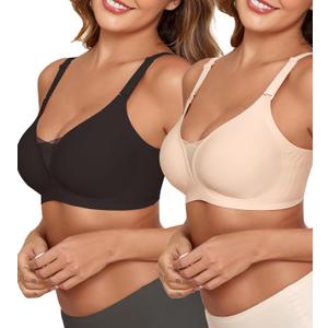 COOL CUTE Jelly Bras for Women No Underwire Sexy V-Neck Mesh Comfy Wireless Bralettes Seamless Everyday Tshirt Bra (Beige, S)