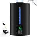 6L Humidifiers for Bedroom Large Room Home, Cool and Warm Humidifier for Plants Mist Top Fill Desk Humidifier Essential Oil Diffuser, Quiet Humidifiers with Adjustable Mist,360Nozzle-Black