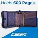 Case-it Mighty Zip Tab School Zipper Binder | 3-Inch O-Rings, 600-Sheet Capacity, 5-Subject Expanding File Folder, Multiple Pockets & Storage Organizer, Shoulder Strap | D-146 Light Blue Daisy