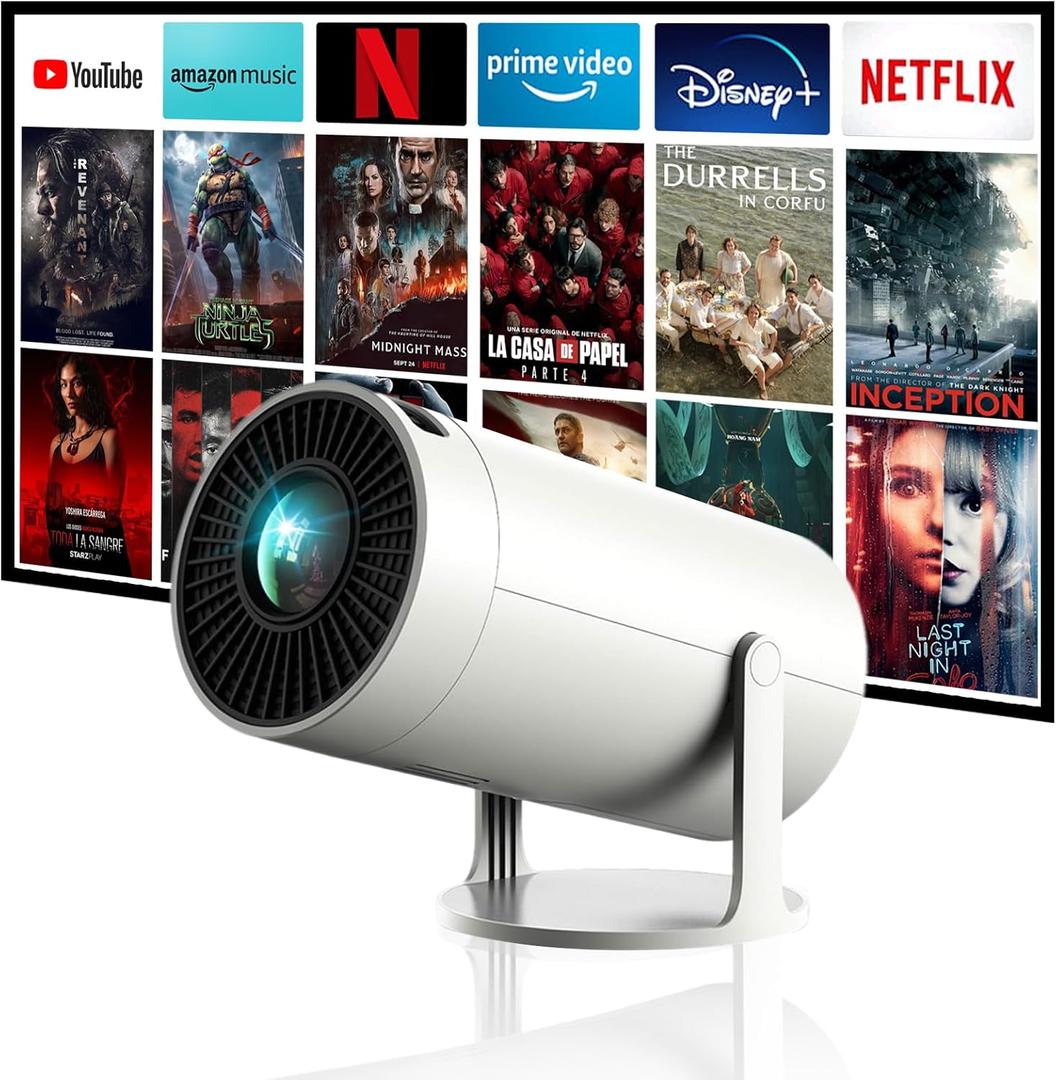 Mini Projector with WiFi and Bluetooth, 4K Support JAOKPO Outdoor Portable Movie Projector Built-in Android 11 system Auto Keystone Home Smart Projector for Phone/TV Stick/Laptop