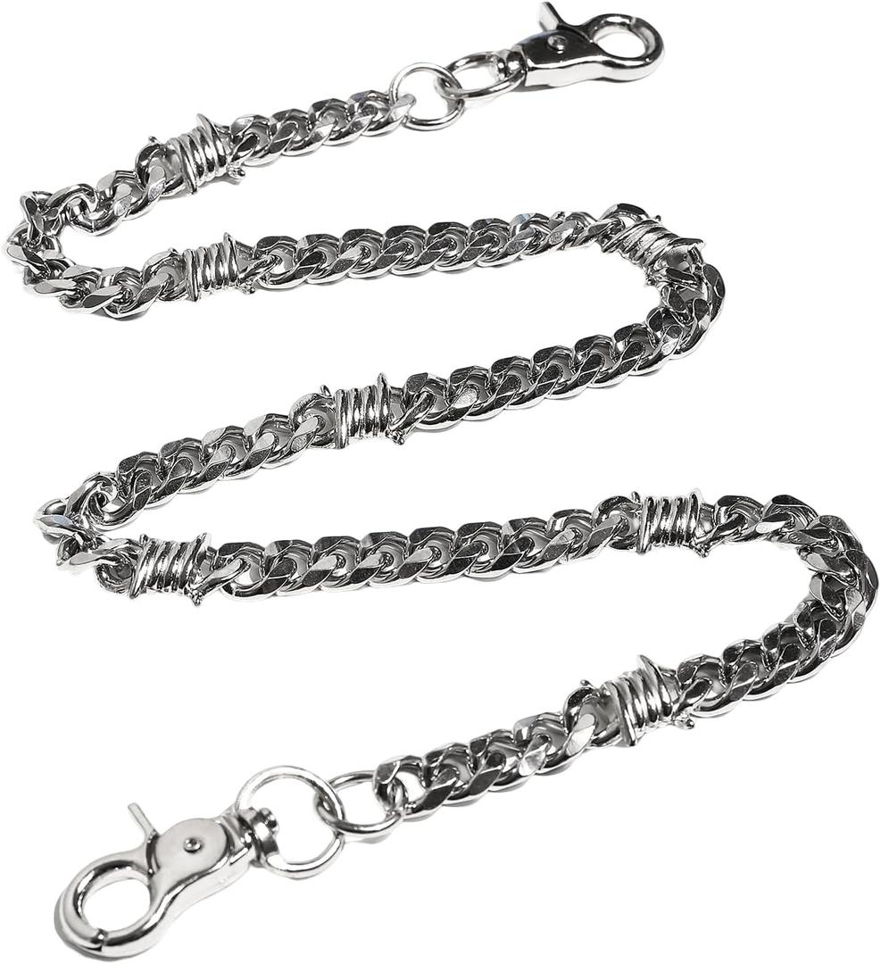 PINKPIN Biker Wallet Chain, Heavy Duty Pocket Chain with Round Clasp, Men Chains for Jeans, Pants Clothing Accessories (Silver)