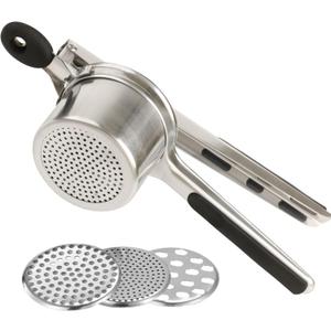 Mindful Design Large 15oz Potato Ricer, Heavy Duty Stainless Steel Potato Masher and Ricer Kitchen Tool, Press and Mash Kitchen Gadget For Perfect Mashed Potatoes Every time