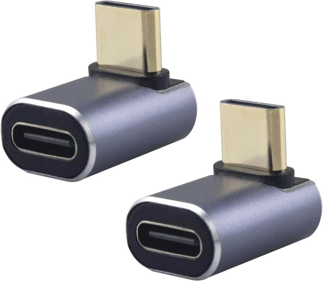 USBC Right Angle Elbow Adapter2PCS, Type C Male to Female Adapter Extender 90 Degree Support 100WFast Charging 40Gbps Data Transfer for Laptop,Tablet,Mobile Phone