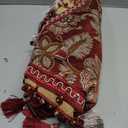 Loom and Mill Vintage Jacquard Table Runner 108 inches Long, Elegant Floral Pattern Dining Table Runners with Tassels, Great for Table Setting Kitchen Dresser Party Decor(Burgundy, 13x108in)