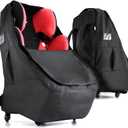 Car Seat Travel Bag With Wheels Car Seat Bag For Airplane Padded Adjustable Strap Car Seat Carrier Car Seat Travel Cover With Wheels (Black), large size