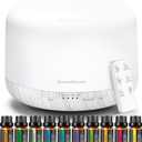 InnoGear Aromatherapy Diffuser & 10 Essential Oils Set, 500ml Essential Oil Diffuser with Remote Control Mother's Gift Ultrasonic Cool Mist Scent Humidifier Vaporizer Auto-Off Timer for Home, White
