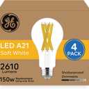 GE Ultra Bright LED Light Bulbs, 150 Watt, Soft White, A21 Bulbs (4 Pack)