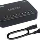 USB Charger 10-Port 120W, Multi-Port USB Charging Hub 24A Desktop Power Station for iPhone X/8/7/6S/6 Plus/5S, Ipad Pro/Air2/ Mini, Galaxy S9/S8/S6 Edge