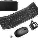Foldable Keyboard and Mouse, EDJO Folding Keyboard Mouse Combo with Portable Case, 2.4G Wireless & Bluetooth, USB-C Rechargeable Travel Combo for Windows, Mac OS, iOS, Android PC/Laptop/ (Black)