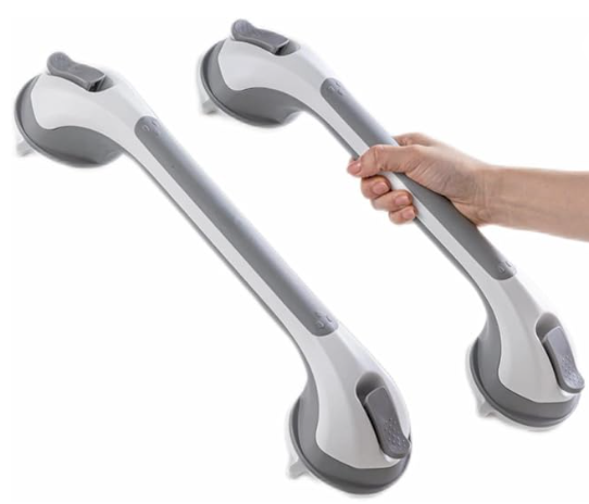 TAILI Grab Bars for Bathtubs and Showers 2 Pack Suction Grab Bar, Heavy Duty Shower Handle Removable Bath Handrails for Seniors and Elderly, Bathroom Safety Grip No Drilling Waterproof,Grey
