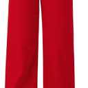 roswear Women's Wide Leg Jeans High Waisted Stretchy Denim Trouser Pants (Red, L)
