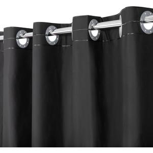 No Hook PEVA Shower Curtain or Liner - 8G Heavy Duty Black Bathroom Shower Curtain No Hooks Required, Waterproof Plastic & PVC Free, Standard Size 71 x 74, Black