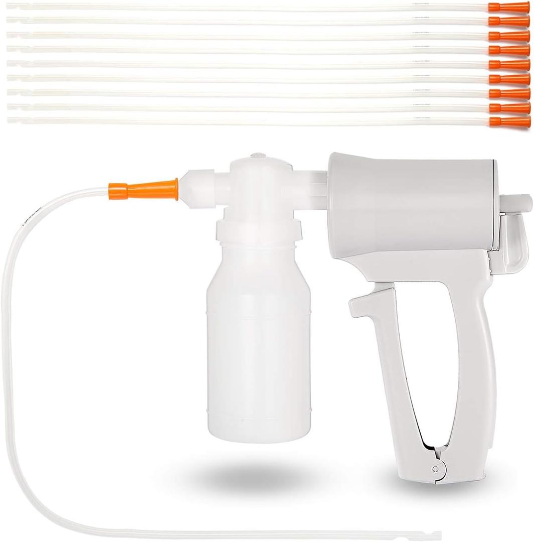 Handheld Manual Suction Pump Portable Hand Suction Pump,  10 pieces hoses has three holes design to suck in from multiple directions. Please avoid kinking the tubing.