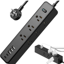 5Ft Power Strip Surge Protector, Desk Charging Station, 1250W/10A Spaced Outlets, 9 AC Outlets and 5 USB Ports (2 USB C), Flat Plug Extension Cord with Overload Protection for Home, Office, Dorm