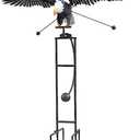 Red Carpet Studios Garden Stake Yard Art Metal and Glass Balance Rocker with 6-Prong Stake, Jumbo 6.16 Feet Tall, Flying Eagle