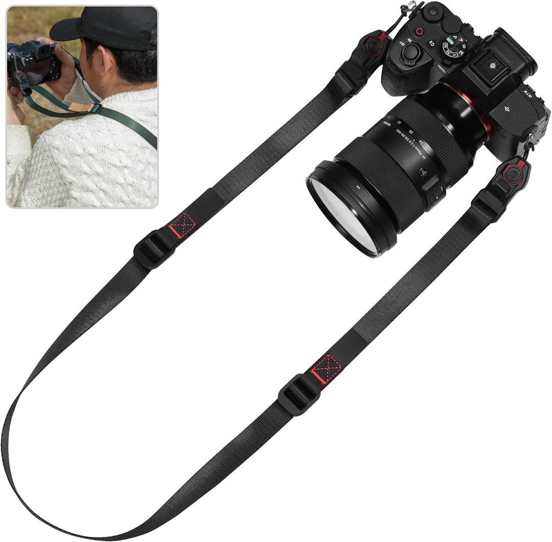 Camera Strap Compatible for Peak Design Quick Release - Adjustable Length 198 lbs Load Capacity Quick Installation Durable 0.78 Inch Wide for DSLR Mirrorless & Travel Photography Black