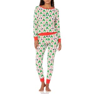 Amazon Essentials Disney | Marvel | Mickey Women's Snug-Fit Cotton Pajama Sleepwear Sets (Large)