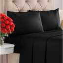 Full Size 4 Piece Sheet Set - Comfy Breathable & Cooling Bed Sheets Set - Hotel Luxury Bedding for Women, Men, Kids, Teens, Boys & Girls - Deep Pockets, Ultra-Soft and Wrinkle Free - Oeko-Tex - Black