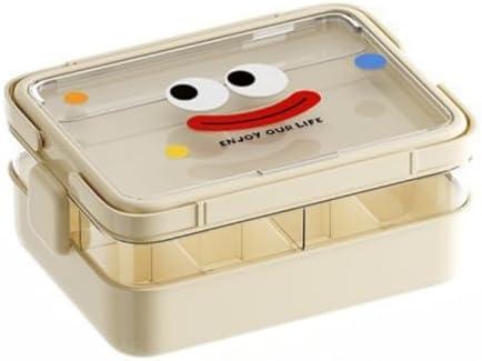 Plastic Storage Organizer for Kids Child Toy Stackable Containers with Lids Bins 3 Layers Adjustable Compartments Building Blocks Chest Case (Cream, Medium 3 Tiers)