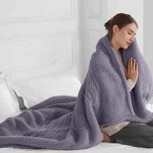 ESTINGO Electric Throw Blanket, Heated Blanket Sherpa with 4 Hours Auto Off & 5 Heating Levels, Washable Heating Throw with Overheat Protection for Home Use, Ideal Gift, 50"x60", Gray Violet
