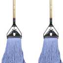 Commercial Industrial Heavy Duty Mop with Long Handle,58" Looped-End String Wet Cotton Mops for Floor Cleaning, 2 Packs