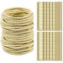 TecUnite 100 Pieces Gold Hair Ties Set Rubber Bands and Hair Bobby Pins No-metal Elastic Ties Ponytail Accessories for Women Holders Small Rubber Bands 3mm Thin Mini Ropes with 50 Bobby Pins