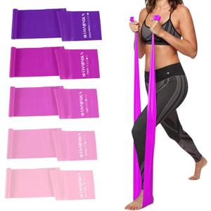 5 Pcs Professional Resistance Bands. Latex-Free, Elastic Band, Work Out Bands, Stretch Bands for Working Out Women or Men, Exercise Bands Set for Physical Therapy, Yoga, Pilates (Gradient Pink Set)
