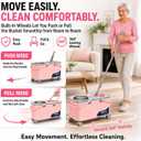 RinseWise Easy-Use Gen 2 Mop Bucket, Clean/Dirty Water Separation, Pink | 1.5 Gal Clean-Water Capacity, 6 Reusable Heads, 4 Swivel Wheels, 61-Inch Handle, For Apartments, Hardwood & Tile Floors