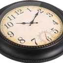 Outdoor Clock 18 Inch Large Wall Clocks with Thermometer for Living Room Patio Pool Garden-Retro Style (Bronze)