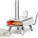 BIG HORN OUTDOORS 12" Dual Fuel Pizza Oven Electric & Wood Pellet, Indoor & Outdoor High-Temp Pizza Maker (1000F) with Pizza Stone for Wood-Fired Flavor