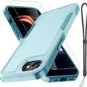 RMOCR for iPhone 16E Case with Screen Protector,Military Grade Heavy Duty Shockproof Phone Cover with Wrist Lanyard Strap for iPhone 16E 2025 Released,Mint Green