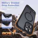 Compatible with iPhone 15 Plus Case [Compatible with Mag-Safe][Adjustable Kickstand][Military Grade Drop Protection] Translucent Phone Case for iPhone 15 Plus,Black