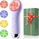 Facial Cleansing Brush Electric Face Scrubber - Rechargeable Face Cleansing Brush with 4 LED Gentle Light Silicone Heat and Vibration Exfoliator Massage Deep Cleansing,IPX7 Waterproof,Ideal Gift (Purple)