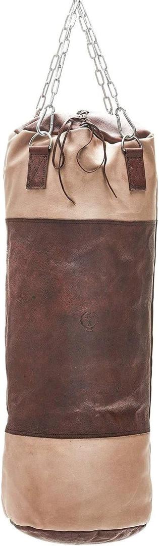 Modest Vintage Player Retro Cream/Brown Leather Heavy Punching Bag (UN-Filled)