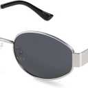livho 2025 Trendy Oval Sunglasses - Stylish Polarized Shades for Everyday - Retro Metal Frames (Grey/Silver)