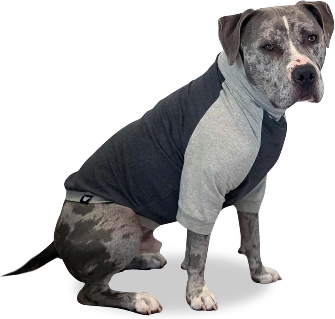 Tooth & Honey Large Dog Clothing/Dog Pullover/Light Weight Shirt/Color Block Shirt/Summer Shirt/Dark Grey/Allergy Shirt (Medium)