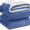 KAWAHOME Sherpa Fleece Queen Size Blanket for Bed - Extra Warm and Heavy Thick Blankets for Winter, Super Soft 500GSM Plush Blanket, 90"X 90" Washed Blue