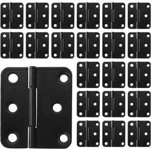 24pcs Butt Hinges Black Door Hinges, 1.5" x 1.3" Cabinet Door Hinge, Flat Folding Box Hinges for Jewelry, Wooden Box, Small Cupboard Furniture Hinges